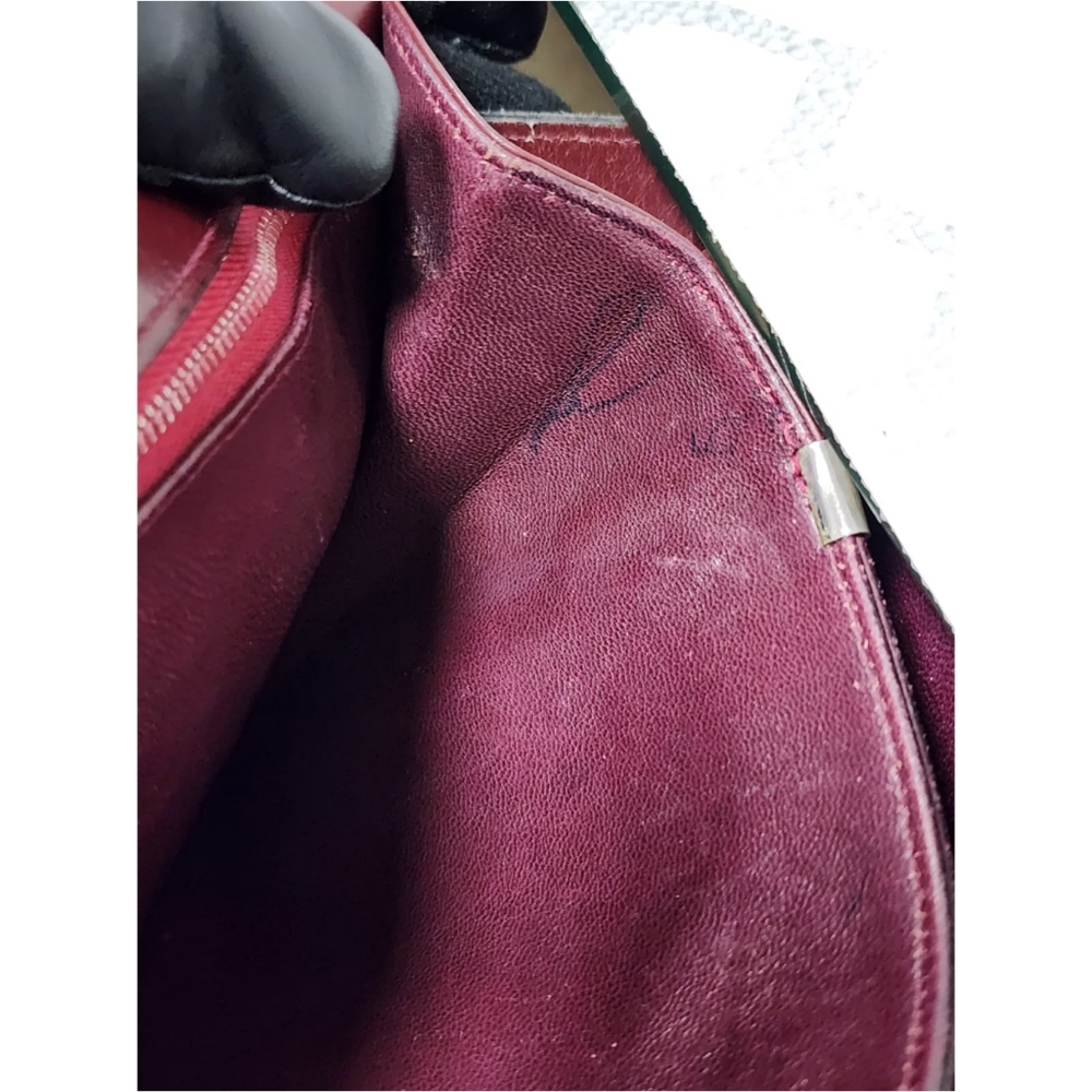 CELINE VINTAGE SULKY SUEDE CARRIAGE SHOULDER BAG BURGUNDY - Picture 15 of 15